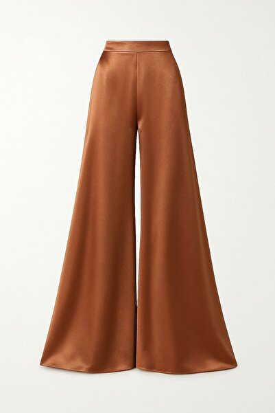 MERT ERKAN Yüksek Bel & Geniş Paça Saten Şık Pantolon