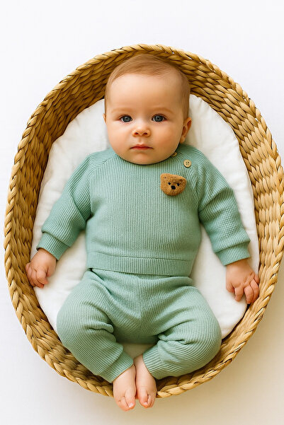 AKİ MODA KİDS Aki Moda Kids erkek bebek ayıcık detayıyla ikili takım