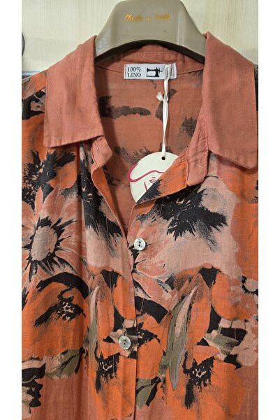 Park Moda Italian Linen Shirt Dress Long Patterned