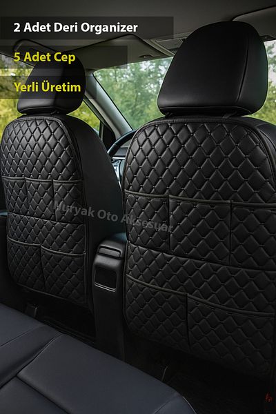 Nuryak Oto Aksesuar Land Rover Range Rover Velar Συμβατό 2 τεμάχια πλάτη καθίσματος Μαύρο δερμάτινο Organizer