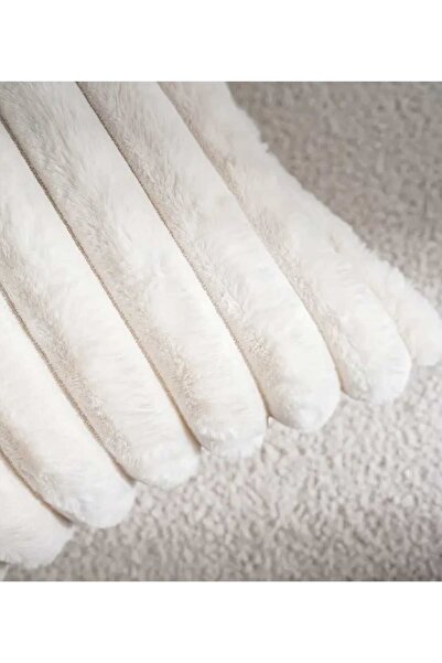 EVREKA 4'lÜ Peluş Krem Beyaz Çift Taraflı Dekoratif Modern Yıkanabilir Kırlent Kılıfı,Yastık Kılıfı