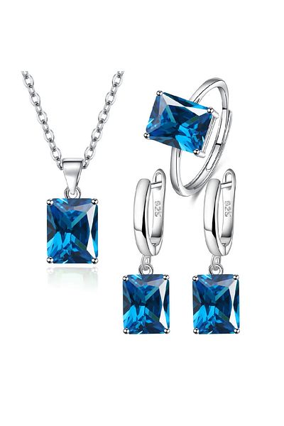 Belora Diora Jewelry Set, Silver, Blue - Green color