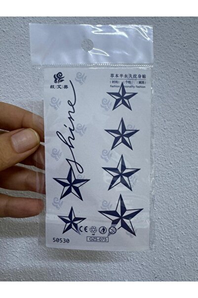 Arescollection 1 ay kalıcı 12 saat sonra kararan 6 lı yıldız yarı kalıcı tattoo geçici dövme