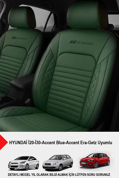 GM-DESIGN Istanbul Series Leather Auto Seat Cover (Hyundai̇ İ20-İ30-Accent-Blue-Era-Getz Compatible)