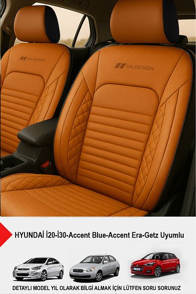 GM-DESIGN Istanbul Series Leather Auto Seat Cover (Hyundai̇ İ20-İ30-Accent-Blue-Era-Getz Compatible)