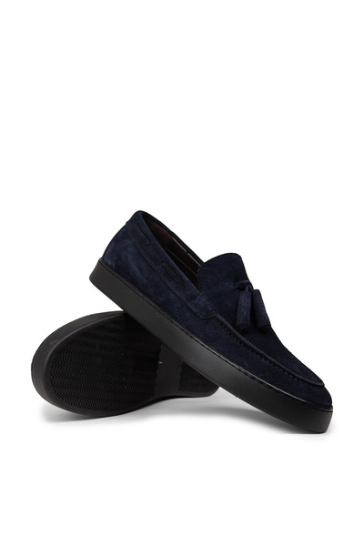 Deery Мъжки тъмносини мокасини с пискюли от естествен велур