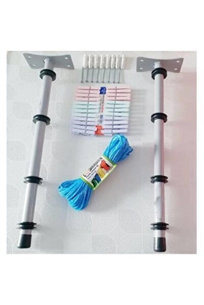 woodhub Makaralı Kurutma Askısı, 24 Mandal, 20 Metre İp, Vida ile Duvara Mont...