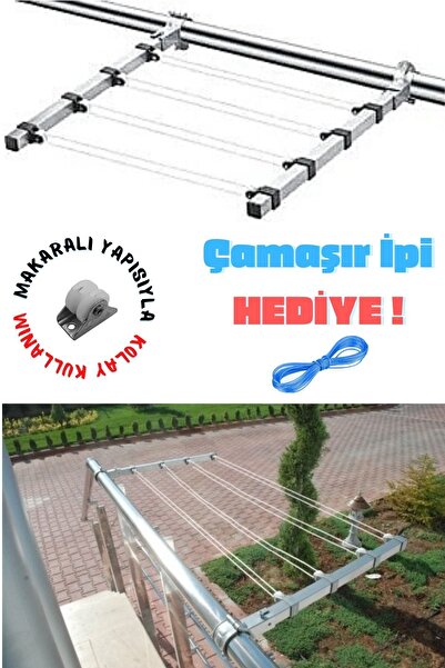 woodhub Paslanmaz makaralı küpeşte, çamaşır askısı ve kurutmalık, hediye çama...