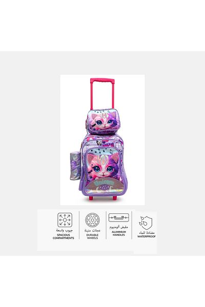 Kids 3Piece School Trolley Backpack Set with Lunch Bag and Pencil Case. Durable, Lightweight