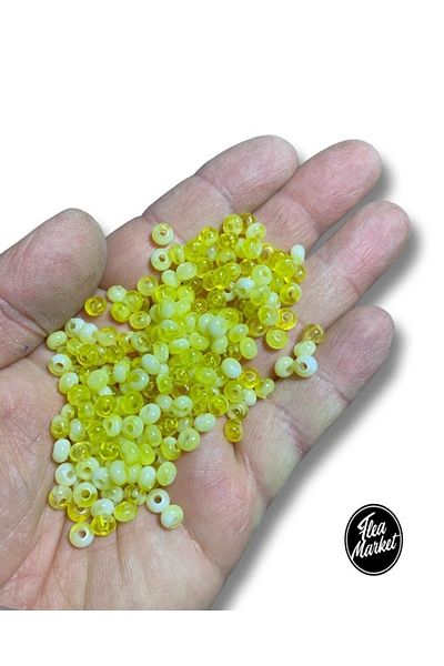 Flea Market Pearl Yellow - Acrylic Sand Beads - ( 25 Gr - Average 350 Pieces )