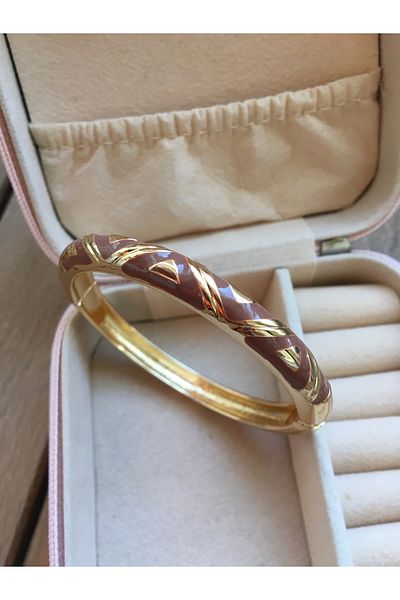 GUNESTAKI Gold Triangle Model Brown Enameled Clamp