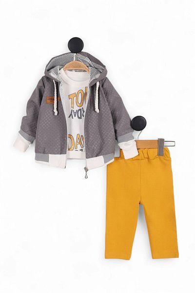 voyyo kids baby Baby Boy 3-18 Months 3 Piece Stylish Set with Hooded Raincoat and Jacket