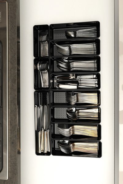 color house Glossy Black (Piano Black) Set of 11 Modular Drawer Cutlery Organizer Organizer