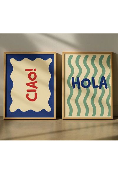 NT Handmade Natural Wooden Framed Uv Printing Ciao Hola Wall Painting – Modern & Stylish Wall Decor