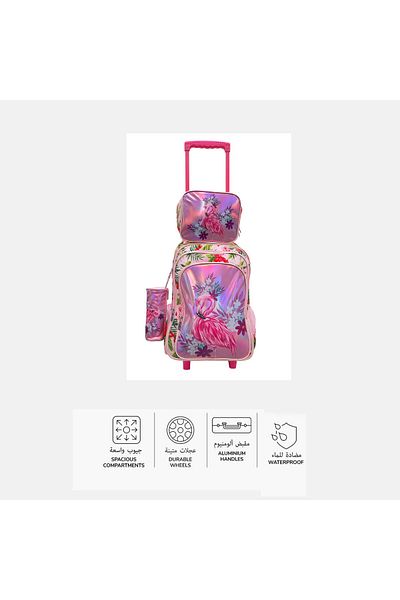 Kids 3Piece School Trolley Backpack Set with Lunch Bag and Pencil Case. Durable, Lightweight