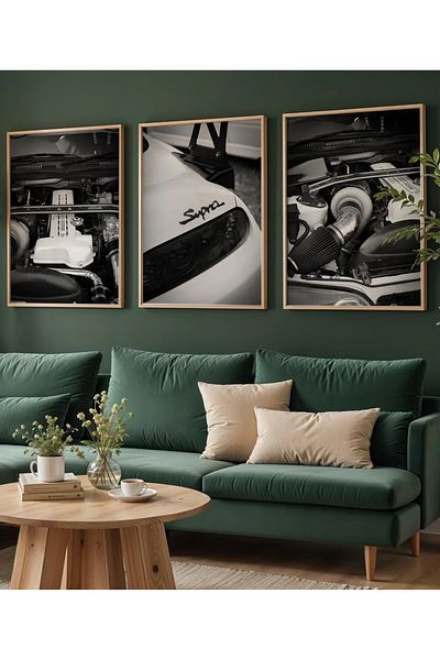 NT Handmade Natural Wooden Framed Uv Printing Supra Wall Painting – Modern & Stylish Car Wall Decor