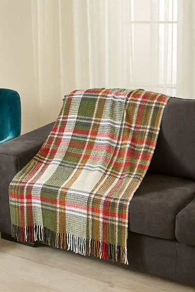 Calista home Cotton Soft Patterned Plaid Scottish Blanket 4 Seasons Camping Travel Blanket
