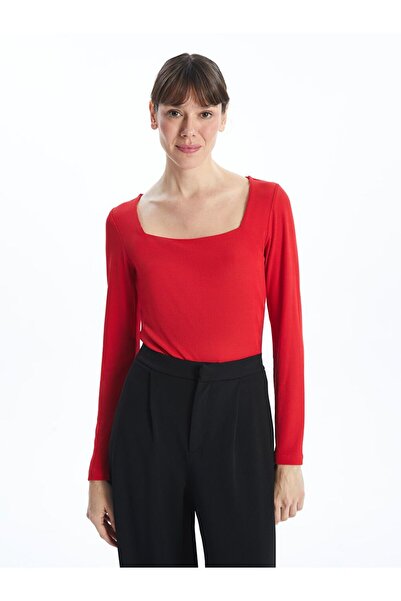 LC Waikiki Red Square Collar Women's Bodysuit