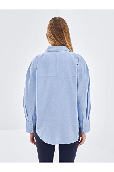 LC Waikiki Mavi Oxford Kadın Gömlek
