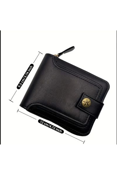 ORGANICYOU Shenzhen Vintage Style Men's Wallet - Zipper with Coin Compartment, Stylish Artificial Leather Design