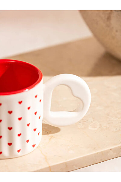 LC Waikiki LCW HOME Kırmızı Kalp Baskılı Seramik Kupa 270 ml