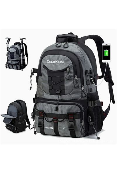 GOLD MARKET Universal Backpack, Hiking, Travel, Waterproof, USB Slot, Adjustable Straps, 52 x 34 x 19 cm, Gray-B