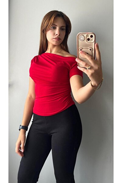 LONELY WOLF - Women's Off Shoulder Gathered Sandy Blouse 126