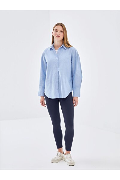 LC Waikiki Mavi Oxford Kadın Gömlek