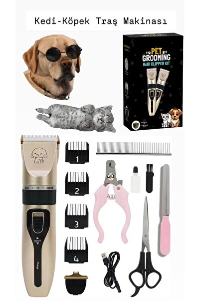 WASHA Suya Dayanıklı 10 In 1 Şarjlı Kedi Köpek Tıraş Makinesi Seti Pet Evcil ...