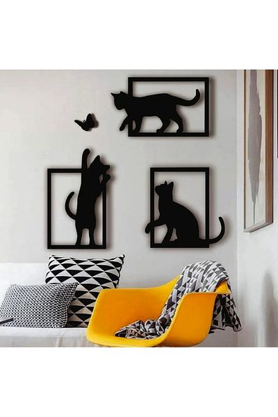 GİT3D Stylish Cat Wall Decor Model-3 (35 cm)