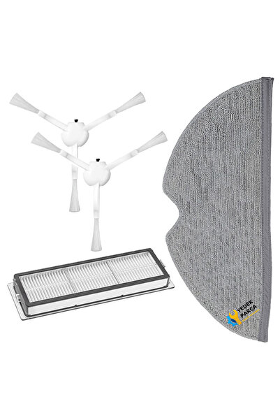 Ozba Ticaret Filtru Hepa pentru aspirator robot compatibil Xiaomi Mijia 1T, perie laterală din pânză pentru mop, 2 buc.