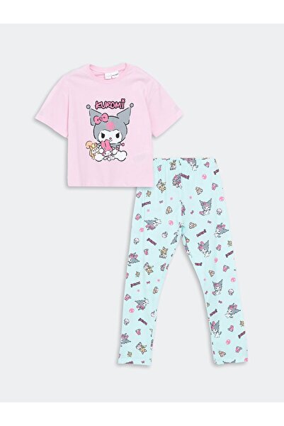 LC Waikiki Pembe Bisiklet Yaka Kuromi Baskılı Kız Çocuk Pijama Takımı