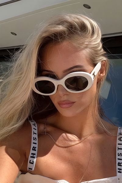 REN EYEWEAR LUNAS نظارات شمسية بيضاء بيضاوية 2024 الموسم الجديد الشهير uv400 / REN EYEWEAR