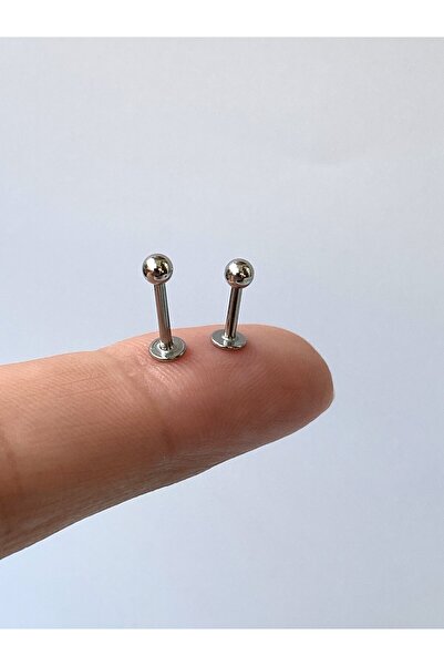 kurukafagift Çelik Piercing Düz Çubuk Top Uçlu Tragus Helix Kıkırdak 2li Model 6-8 MM