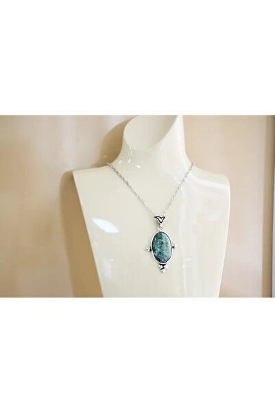 HÜNERTAŞ قلادة إكينوكس بإطار فضي من الزمرد للنساء