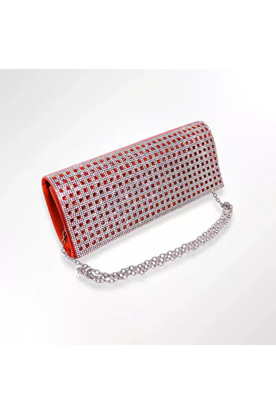 Magrot Evening Party Clutch Bag Red Relief Pattern 24 x 10 cm