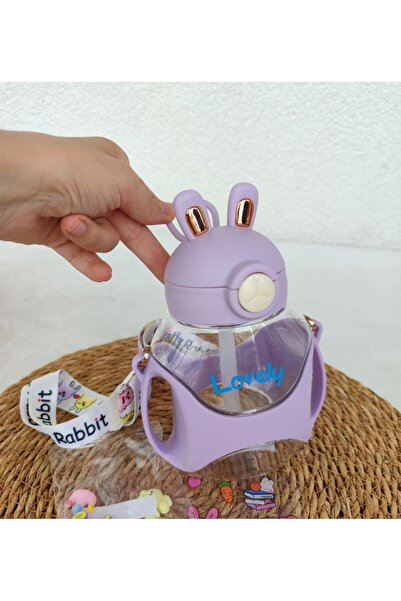 senacacollection School Water Bottle with Rabbit Ears 700 ml with Sticker Gift 1 Pcs