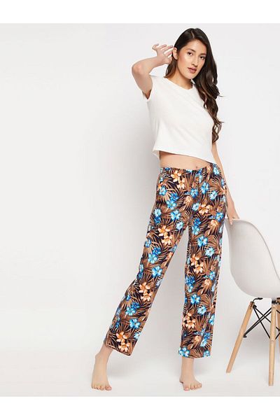 iza Pretty Florals Pyjama in Navy – 100% Cotton