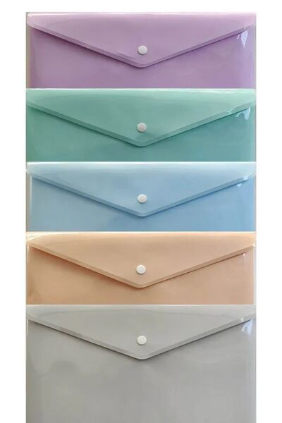 everart A4 Çıtçıtlı Zarf Dosya 5 Renk Pastel Renkler