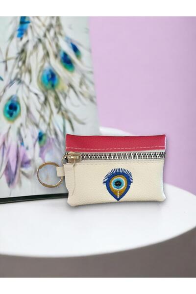 simagift Evil Eye Patterned Faux Leather Wallet Keychain (9*6,5cm)
