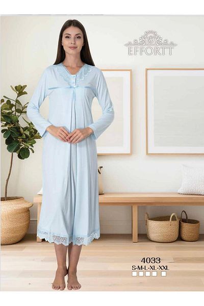 EM&FA TEKSTİL Maternity Lace Detailed Nightgown