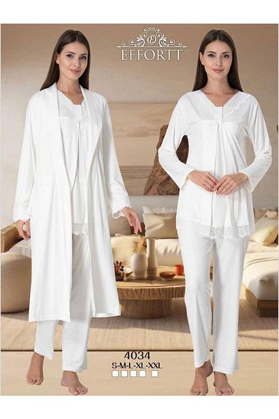 EM&FA TEKSTİL Pregnant Maternity Pajama Set with Robe