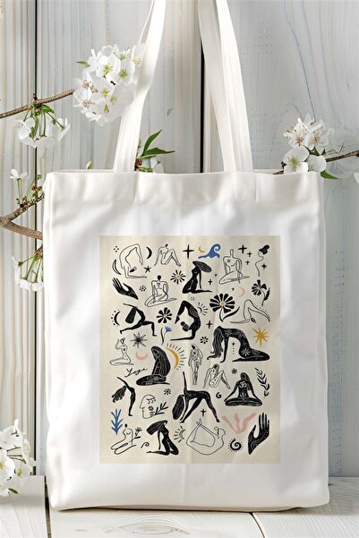 ART HEDİYE pilates Baskılı Bez çanta Kişiye Özel Model 3