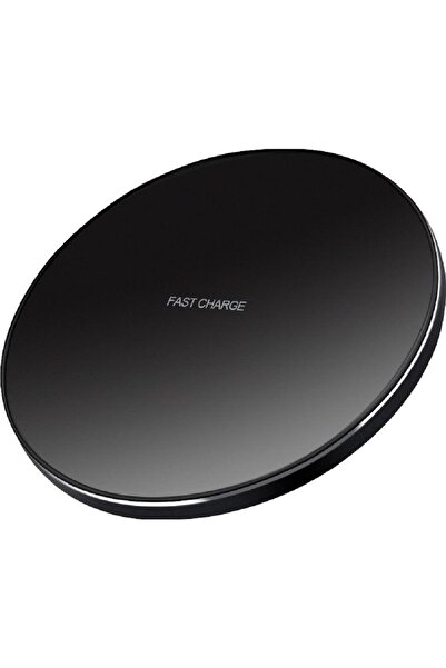 OEM Incarcator Wireless Fast Charge, 15W, Ultra Slim, compatibil cu iPhone, cablu inclus, Rotund, Negru