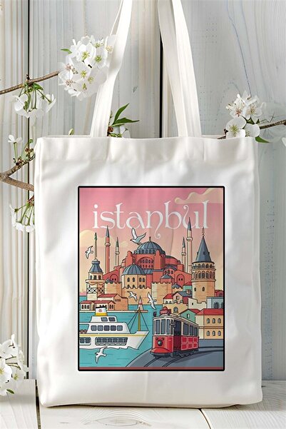 ART HEDİYE istanbul Baskılı Bez Çanta omuz çantası Kişiye Özel desen 10