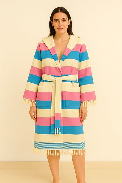 Fabric Box 100% Natural Cotton Bathrobe Sauna Beach and Bath Robe