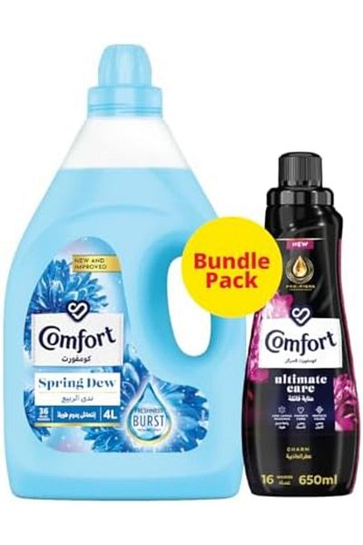 Comfort Concentrated Fabric Softener, Spring Dew & Charm, with freshness-burst technology for longer