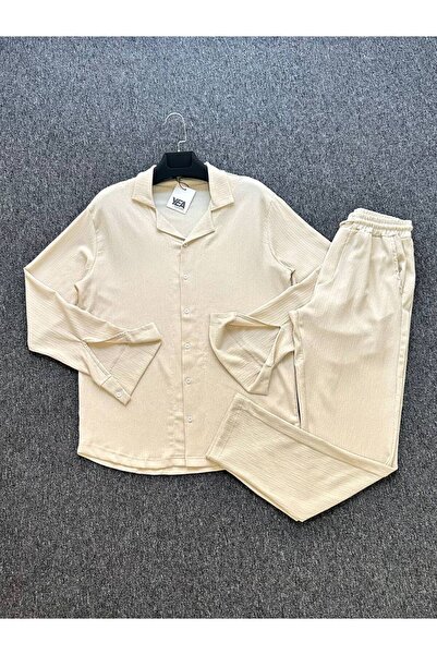 tetramoda Bürümcük Fabric Summer Lycra Long Sleeve Shirt Pants Set
