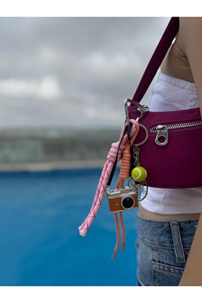 Xui Çanta Charmı Retro Kamera Tenis Raketli Ve Toplu Flaş Sesi&Flaş Işıklı Ça...