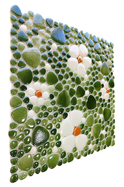MozaiKristaL Flower Pattern for Hobby and Artistic Work 31.5X31.5Cm. Glass Mosaic (5 Mesh Tiles=0.5 M2)